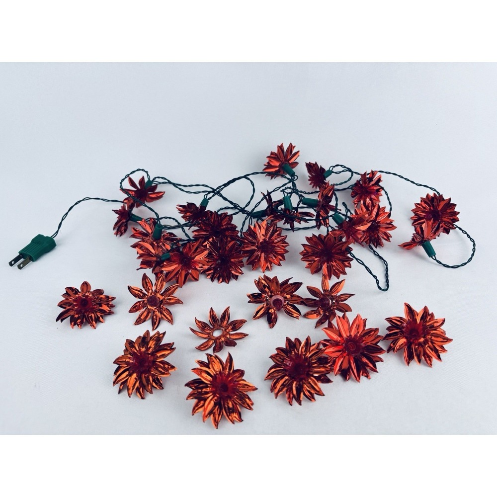 Vintage Foil Christmas Poinsettia Floral Reflective Lights